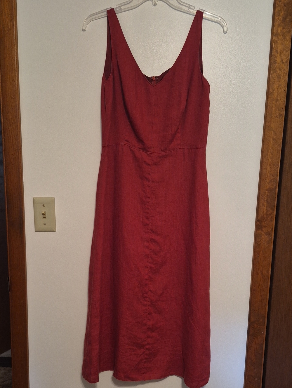 J. Crew Sleeveless V-Neck Midi Dress in Wine Red SZ 6